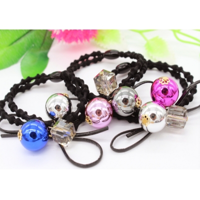 Hot selling ball elastic hair ties for girls with beads C-hb267